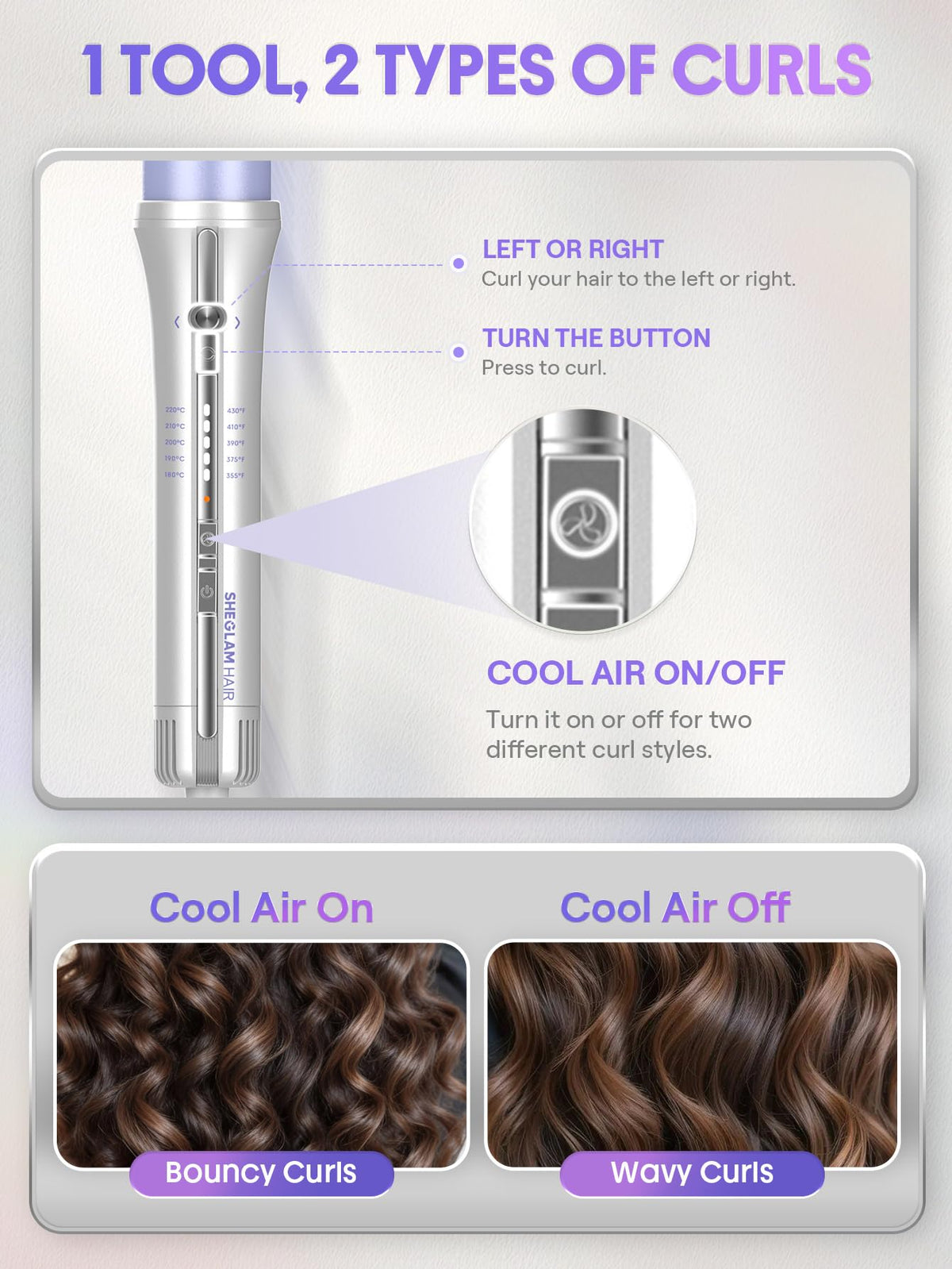 SHEGLAM dual-voltage label showing travel-ready 100–240V compatibility for worldwide use