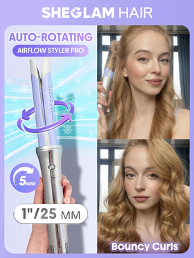 SHEGLAM barrel close-up showing 136 cool-air vents for instant curl setting