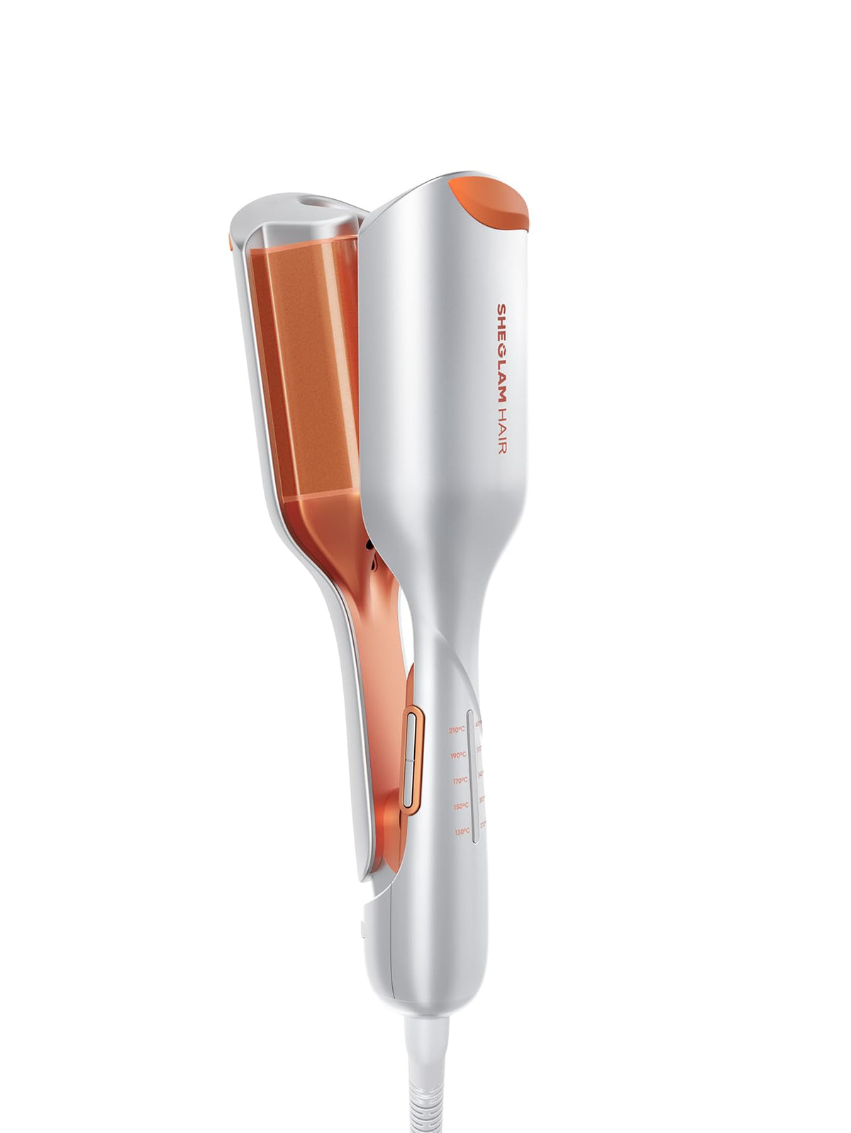 SHEGLAM front view of Hair Beach Babe waver showing compact design and controls for easy travel