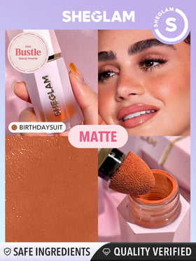 SHEGLAM blended on cheeks demonstrating seamless blendability and natural color