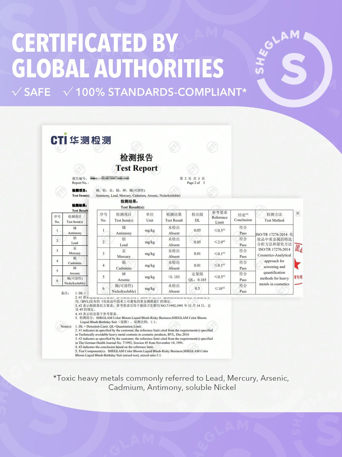 SHEGLAM label ingredient list photo showing cruelty-free and waterproof features