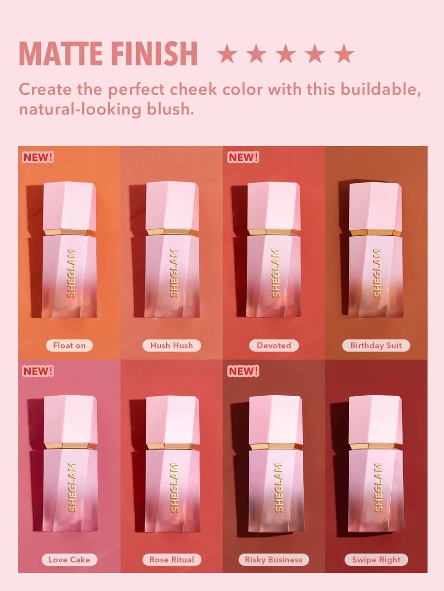 SHEGLAM texture pool highlighting smooth hydrating formula and matte set