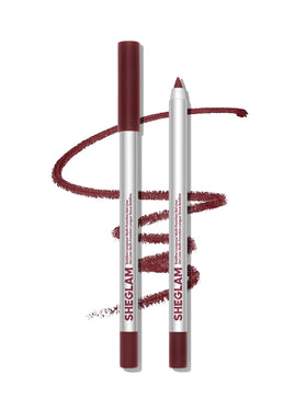 SHEGLAM Boldline Burgundy front packaging showcasing deep red tone and benefits