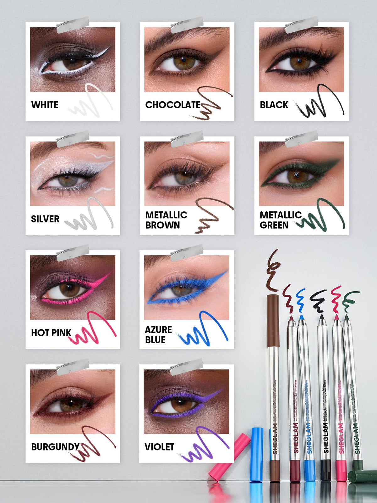 SHEGLAM Boldline label close-up showing ingredient callouts and cruelty-free badge
