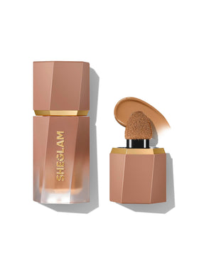 SHEGLAM front view of bottle showing label and shade Toffee for easy ID