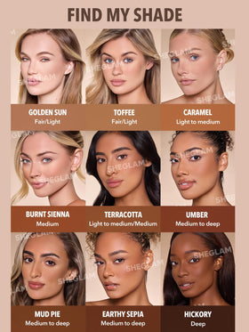 SHEGLAM multiple swatches on arm demonstrating buildable Toffee tones