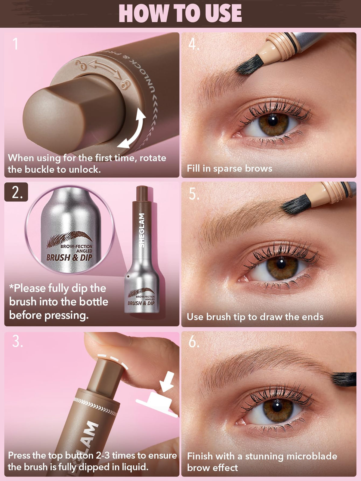 SHEGLAM applying brow pen in mirror lifestyle scene for quick everyday grooming benefit