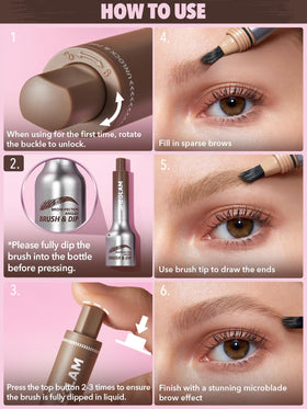 SHEGLAM applying brow pen in mirror lifestyle scene for quick everyday grooming benefit