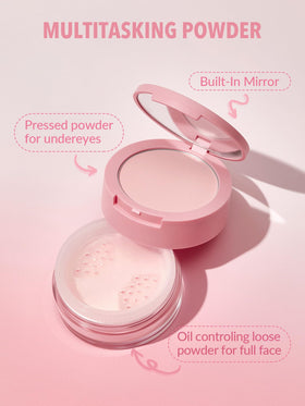SHEGLAM applying under-eye powder demonstrating gentle setting and soft-focus benefit