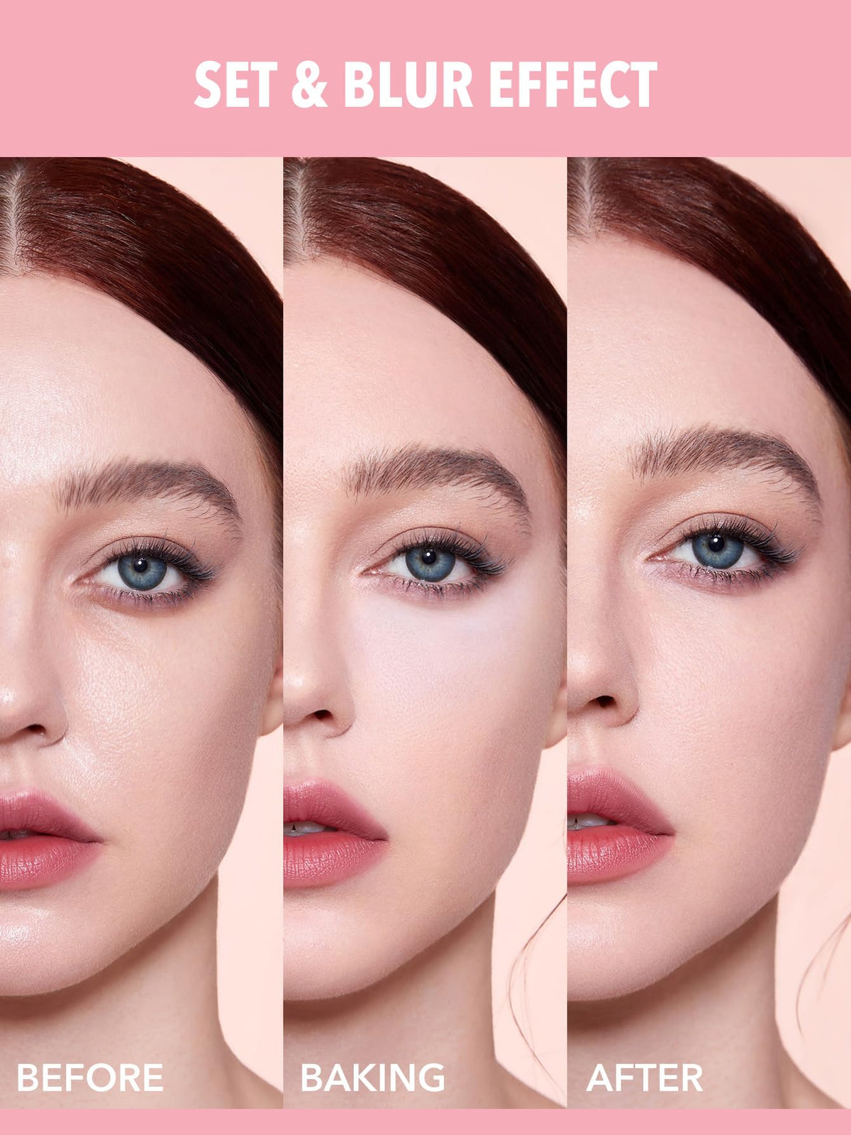 SHEGLAM close-up of the upper compartment texture revealing a fine under-eye blurring powder