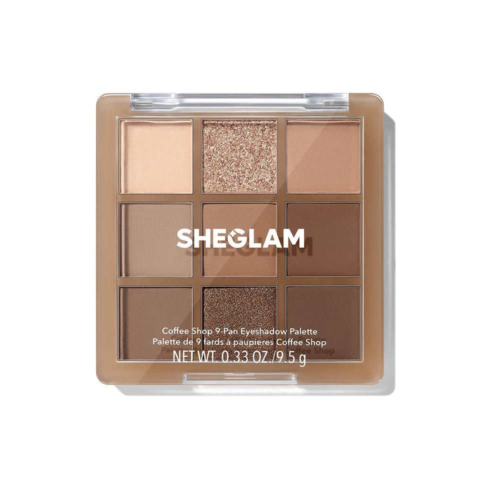 SHEGLAM Coffee Shop palette front packaging showing compact design and shade count