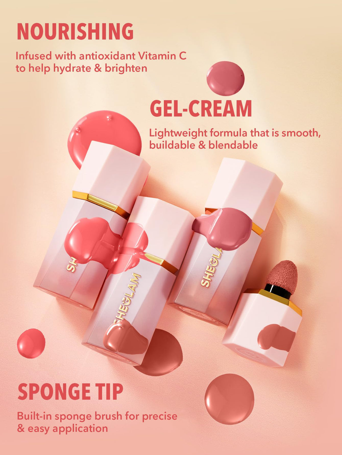 SHEGLAM built-in sponge applicator close-up for precise, mess-free application