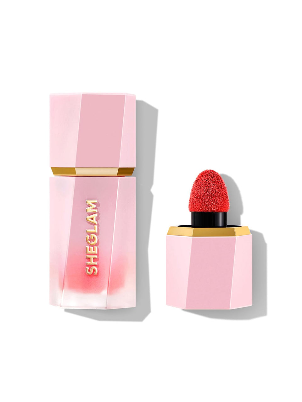 SHEGLAM Color Bloom front packaging showing vibrant Candy Apple shade and label benefit
