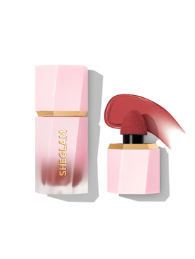 SHEGLAM front packaging showing compact blush bottle and label benefit of easy application