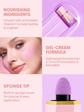 SHEGLAM product applied to cheek demonstrating natural dewy finish