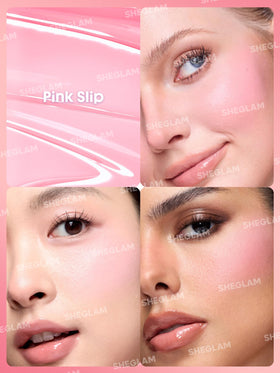 SHEGLAM swatch on hand demonstrating sheer, buildable pink color