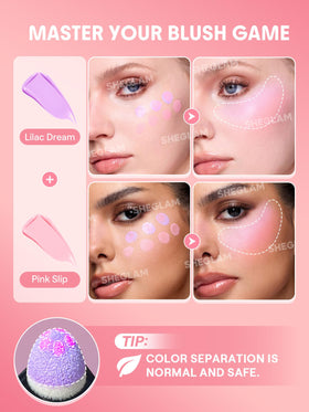 SHEGLAM texture swirl of liquid blush showing blendable formula