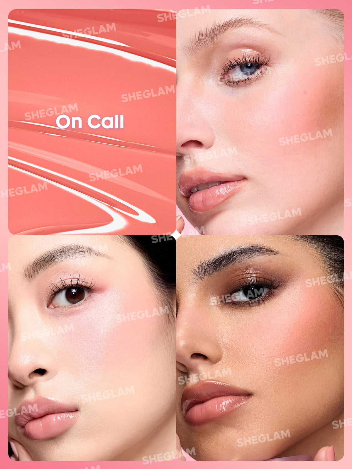 SHEGLAM swatch of liquid blush texture showing blendable coverage