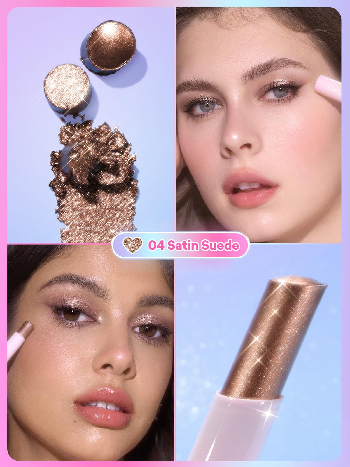 SHEGLAM open twist-up stick revealing product tip for easy precise application