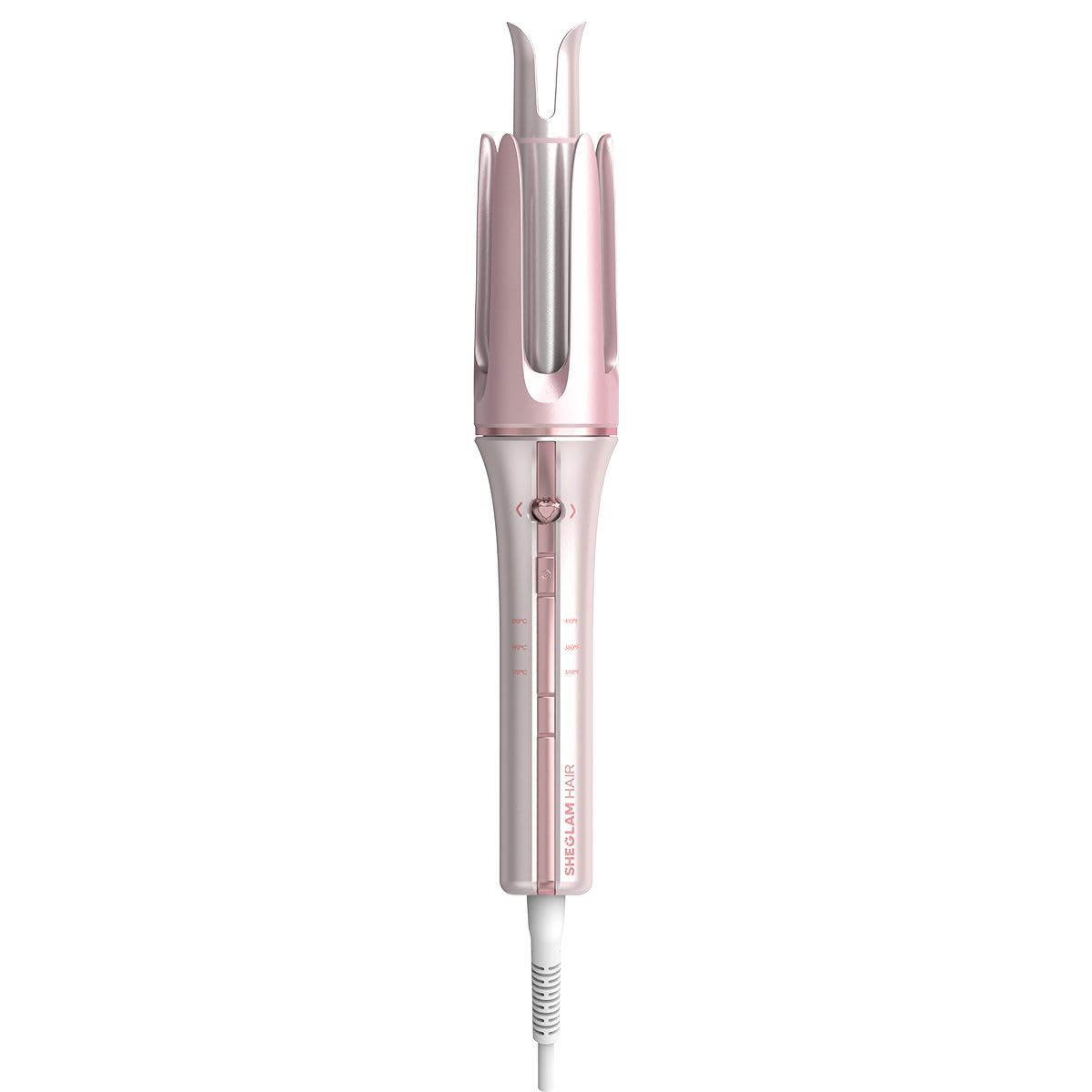 SHEGLAM front view of pink Cupid's Charm curler, fast styling benefit