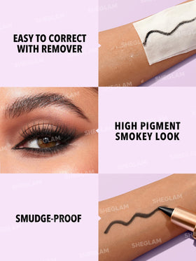 SHEGLAM swatch of matte-black texture, rich pigment for bold eye looks