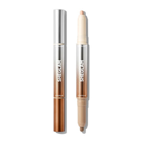 SHEGLAM fine line front packaging shows compact dual-ended pen benefit portability