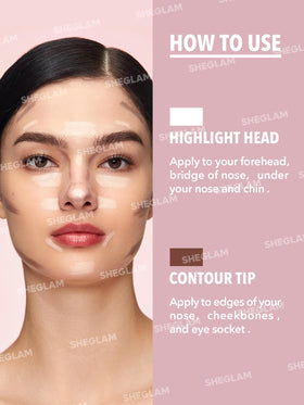 SHEGLAM fine line next to hand showing size and travel-friendly benefit