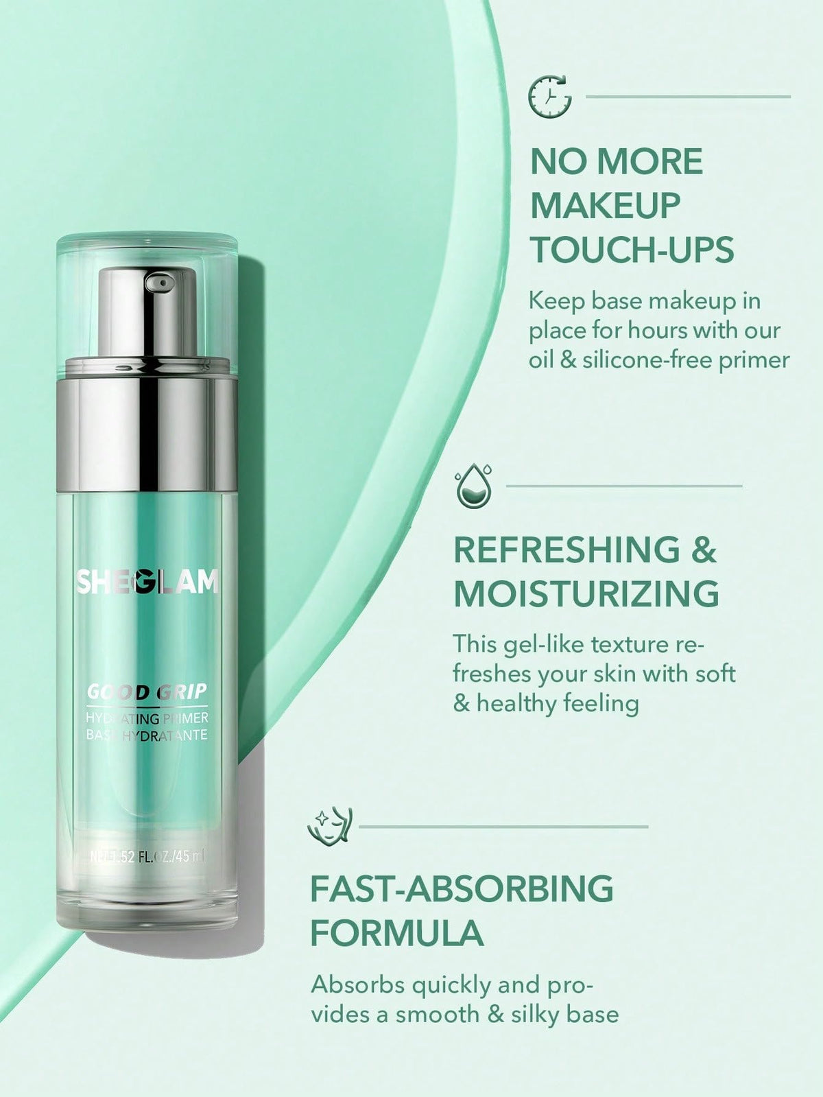 SHEGLAM primer spread on hand to show smooth blending and mattifying benefit