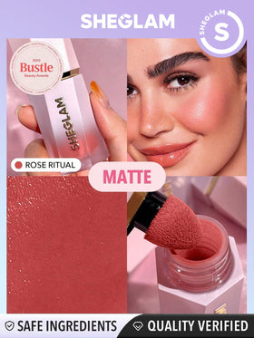 SHEGLAM ingredients label closeup showing cruelty-free formulation benefit