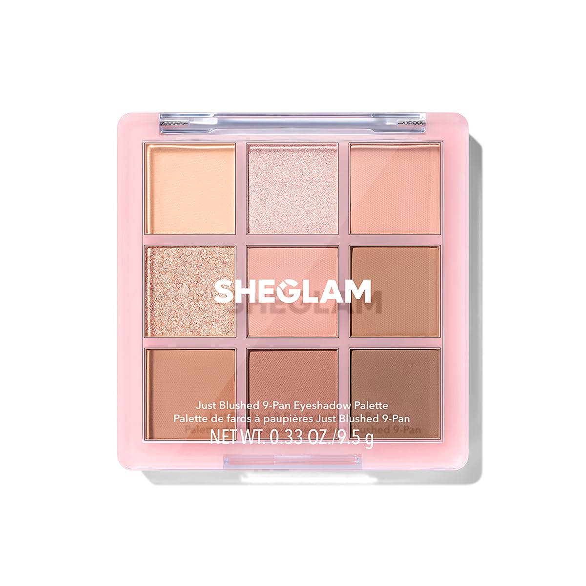 SHEGLAM front packaging showing palette and shades, easy travel-ready