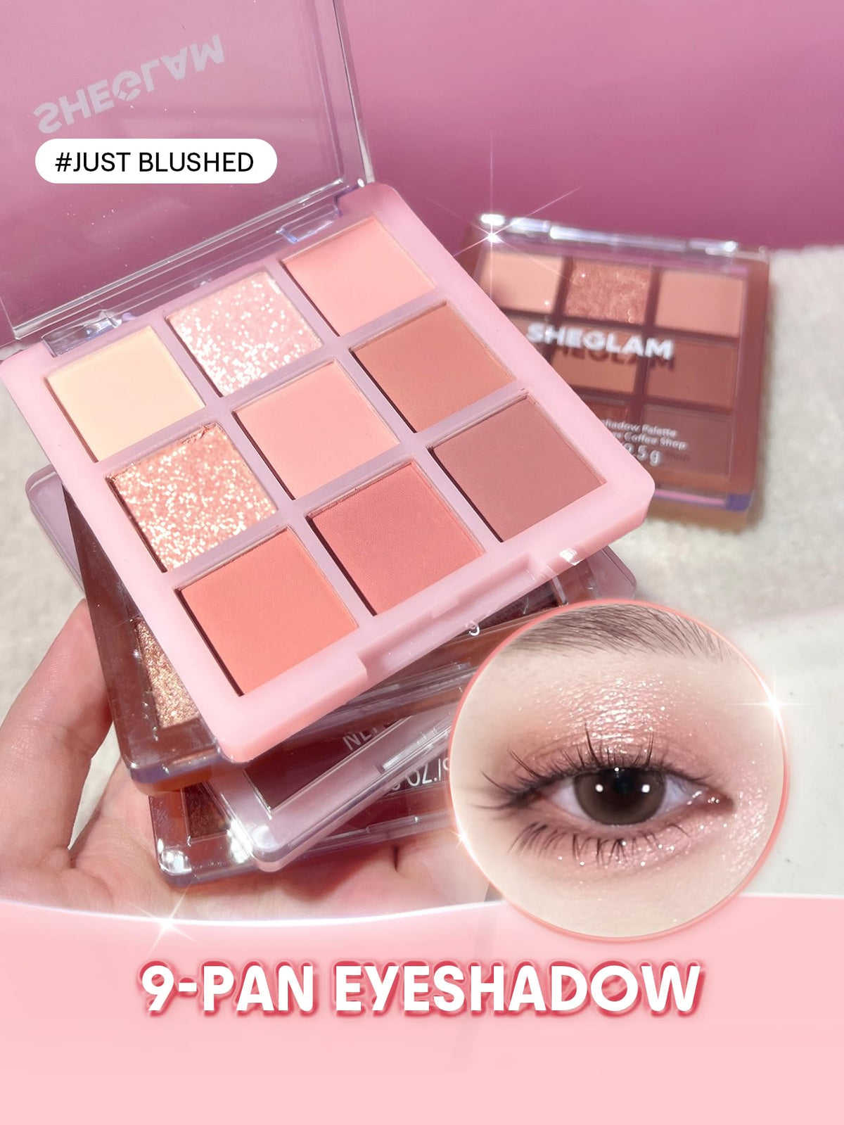 SHEGLAM palette applied on model for a soft daytime look