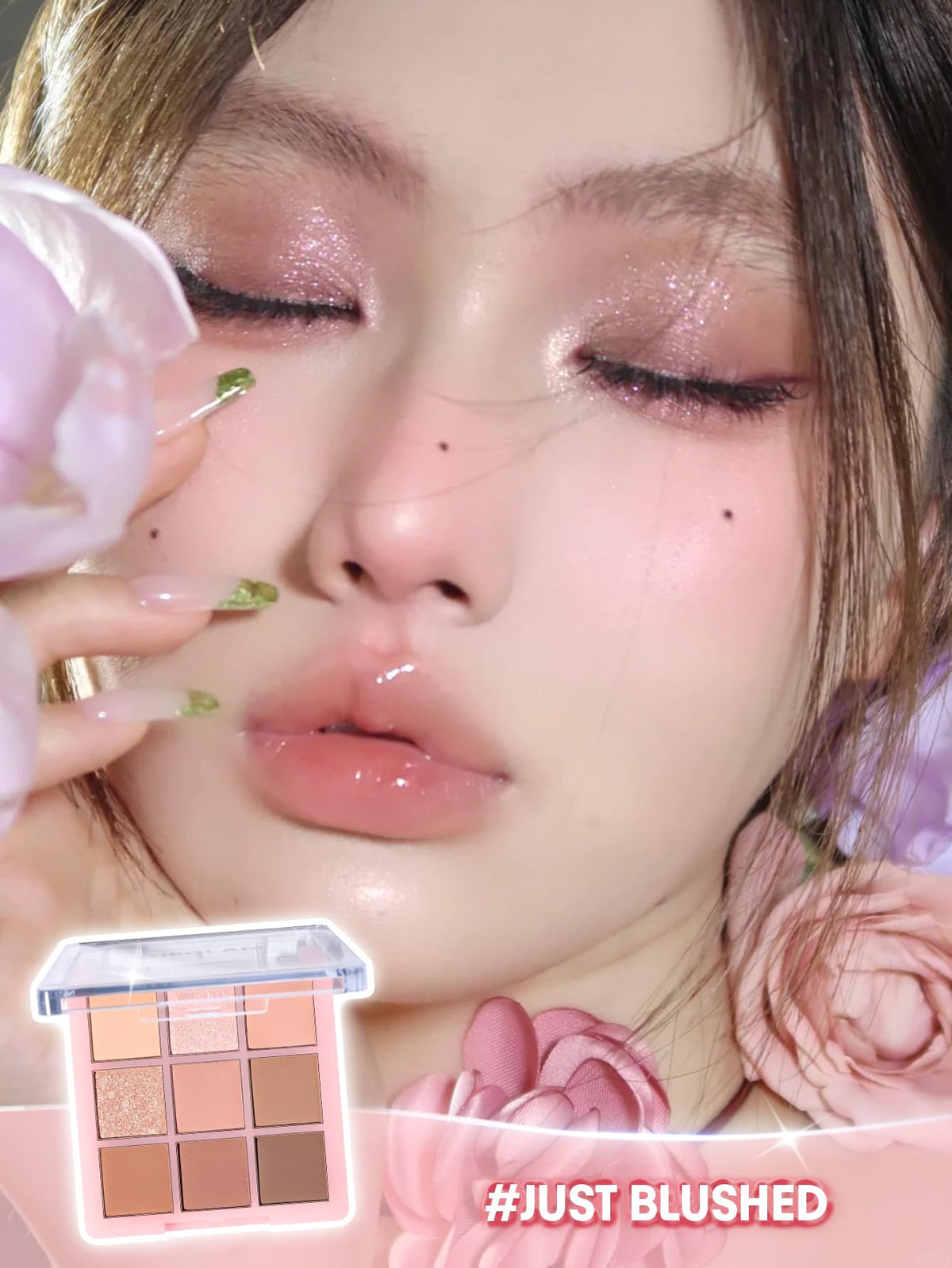 SHEGLAM palette beside phone showing compact size for convenience