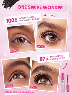 SHEGLAM wand stroke showing smooth, clump-free texture and rich black pigment