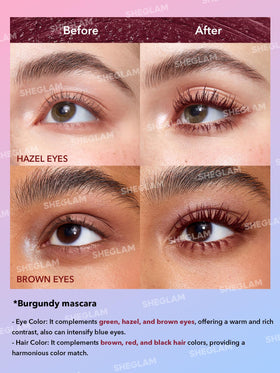 SHEGLAM application on model eye showing lifted defined lashes