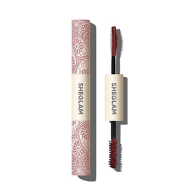 SHEGLAM burgundy mascara front packaging showing shade and benefit