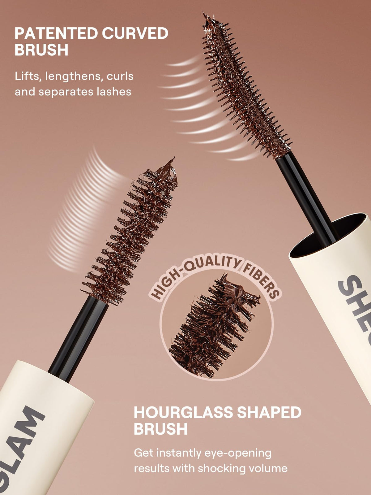 SHEGLAM mascara Macchiato before and after lashes for dramatic effect
