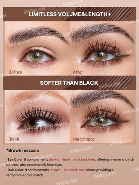SHEGLAM mascara Macchiato curved brush wand demonstrating lift