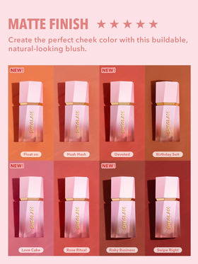 SHEGLAM on model cheeks showing natural matte flush benefit
