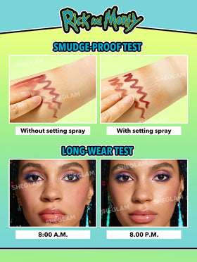 SHEGLAM Pickle Rick applied on model face illustrating refreshed, long-lasting makeup benefit