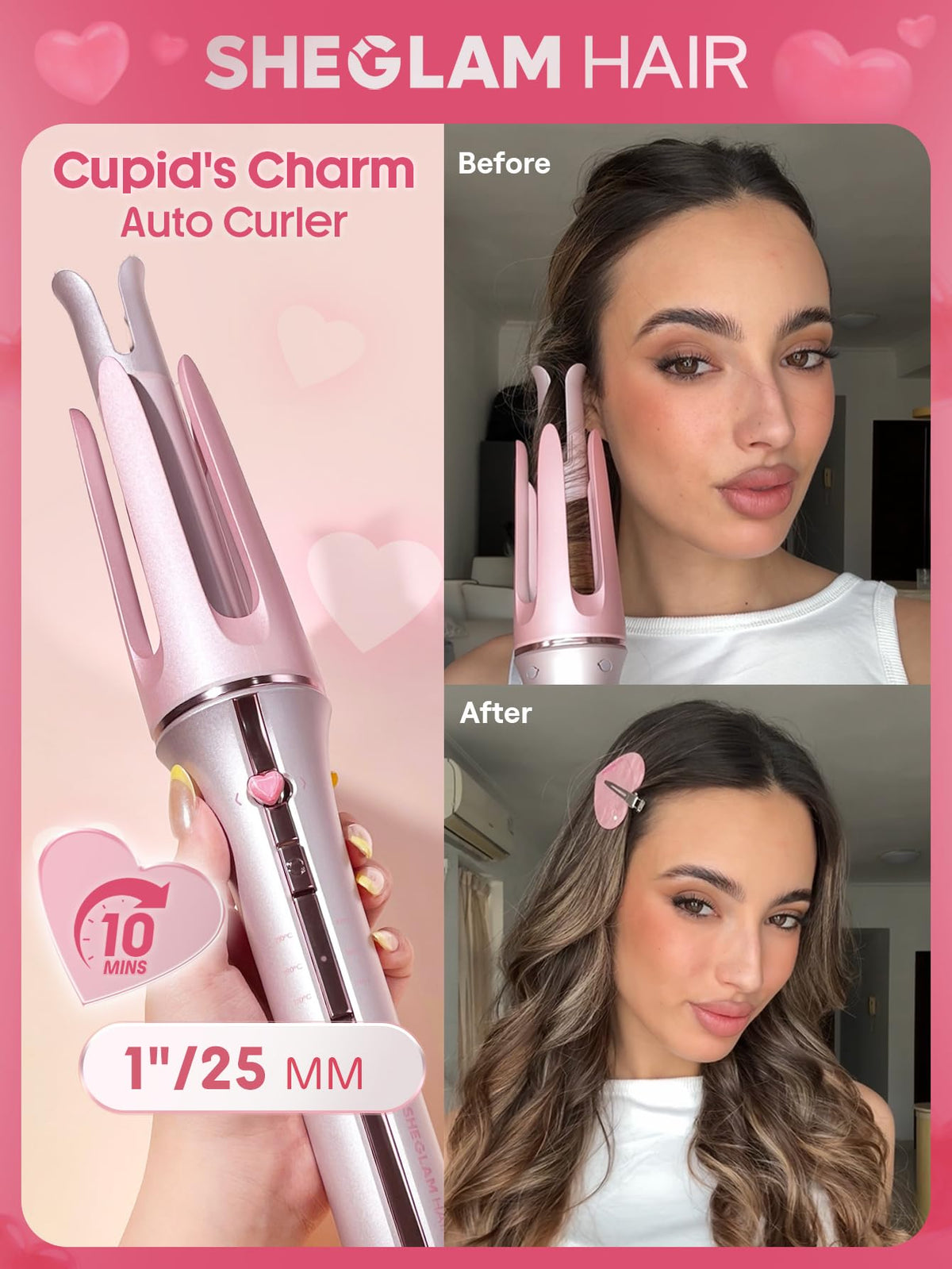 SHEGLAM close-up of 1-inch barrel showing precise curl performance