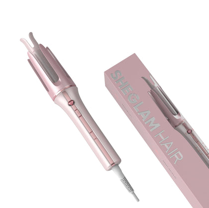 SHEGLAM front view in pink gift box showing ready-to-gift styling tool