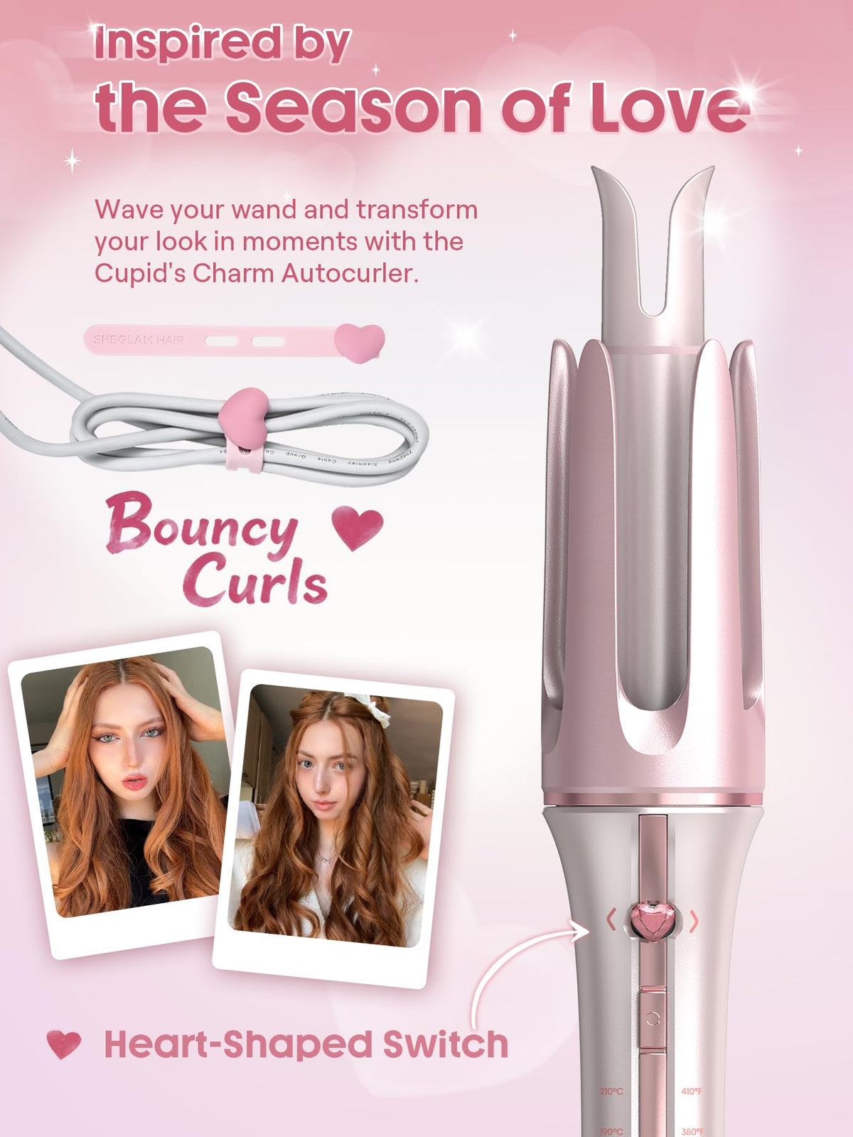 SHEGLAM heart-shaped power button detail for easy, cute operation