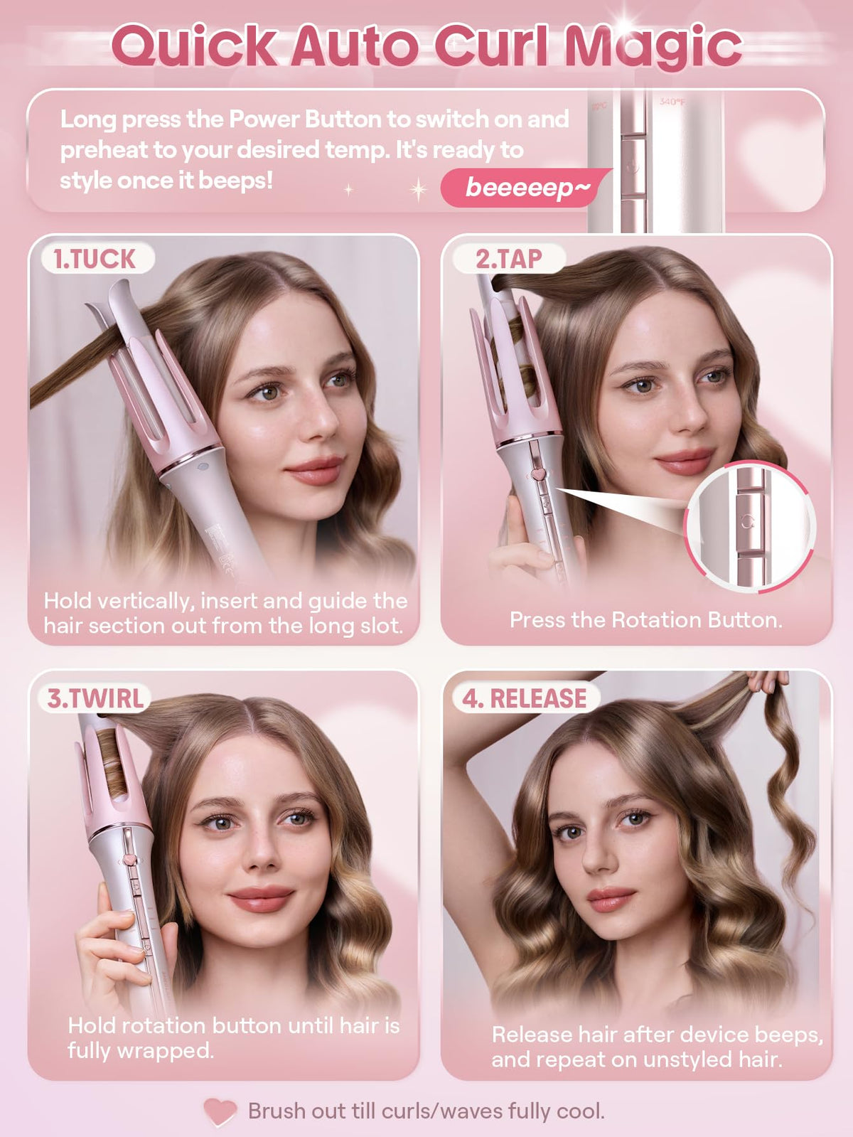 SHEGLAM heart hair clip included for securing sections while styling