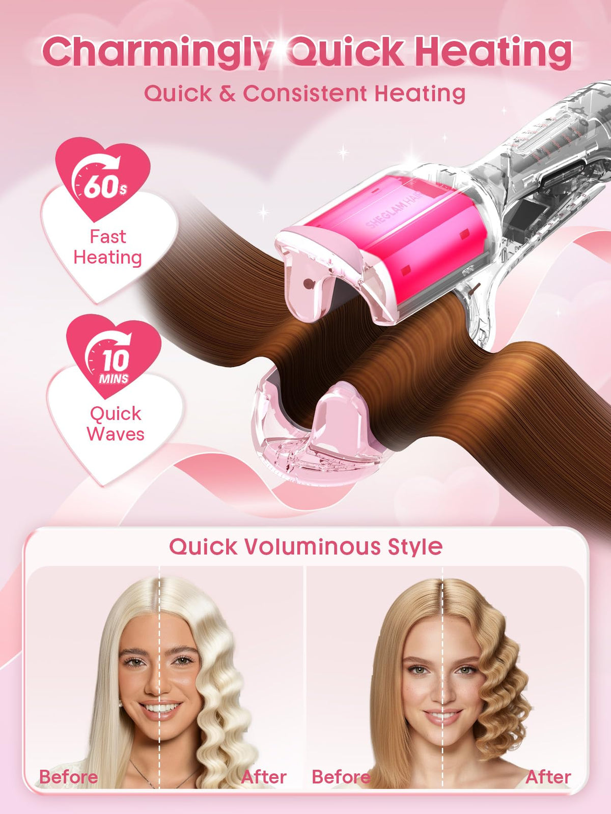 SHEGLAM hand holding waver to show scale and portable size