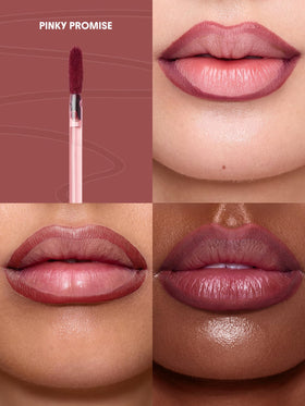 SHEGLAM peeling off dried film to reveal long-lasting stain and clean edges