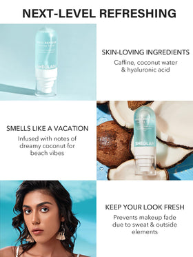 SHEGLAM nozzle close-up demonstrating fine mist for even product distribution benefit