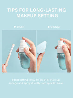 SHEGLAM spray mist texture over skin illustrating lightweight hydration without greasiness