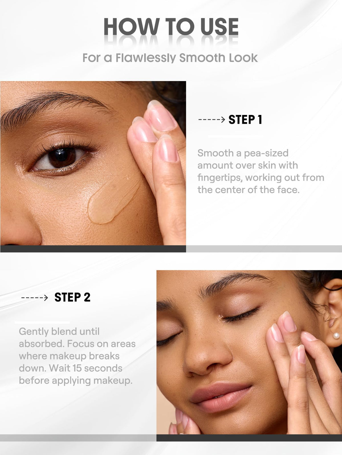 SHEGLAM primer applied on half face showing visible pore blurring