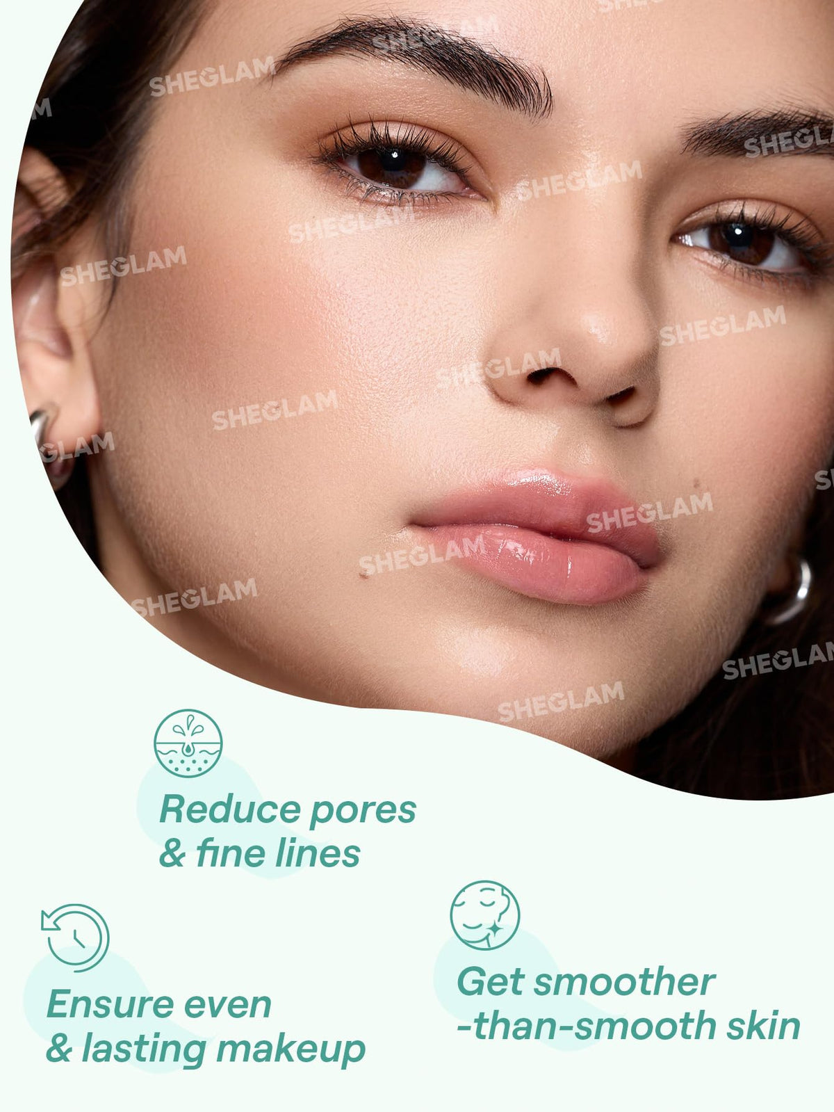 SHEGLAM primer beside foundation illustrating improved makeup base