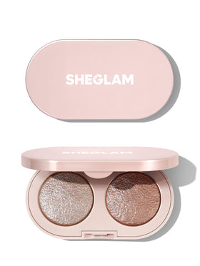 SHEGLAM duo compact front view showing sleek packaging and two shades